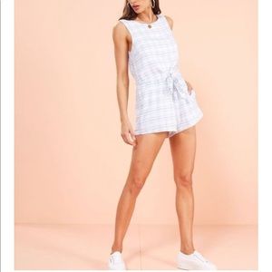 MinkPink blue/white checkered romper! Size S.